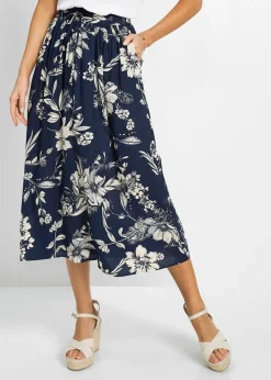 Jupe longue en viscose avec taille élastique et lien à nouer