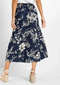 Jupe longue en viscose avec taille élastique et lien à nouer