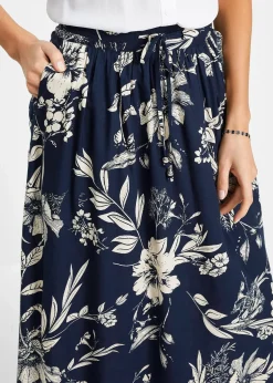 Jupe longue en viscose avec taille élastique et lien à nouer