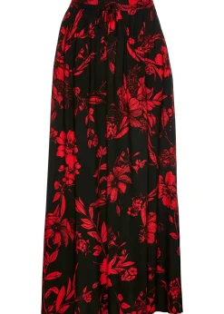 Jupe longue en viscose avec taille élastique et lien à nouer