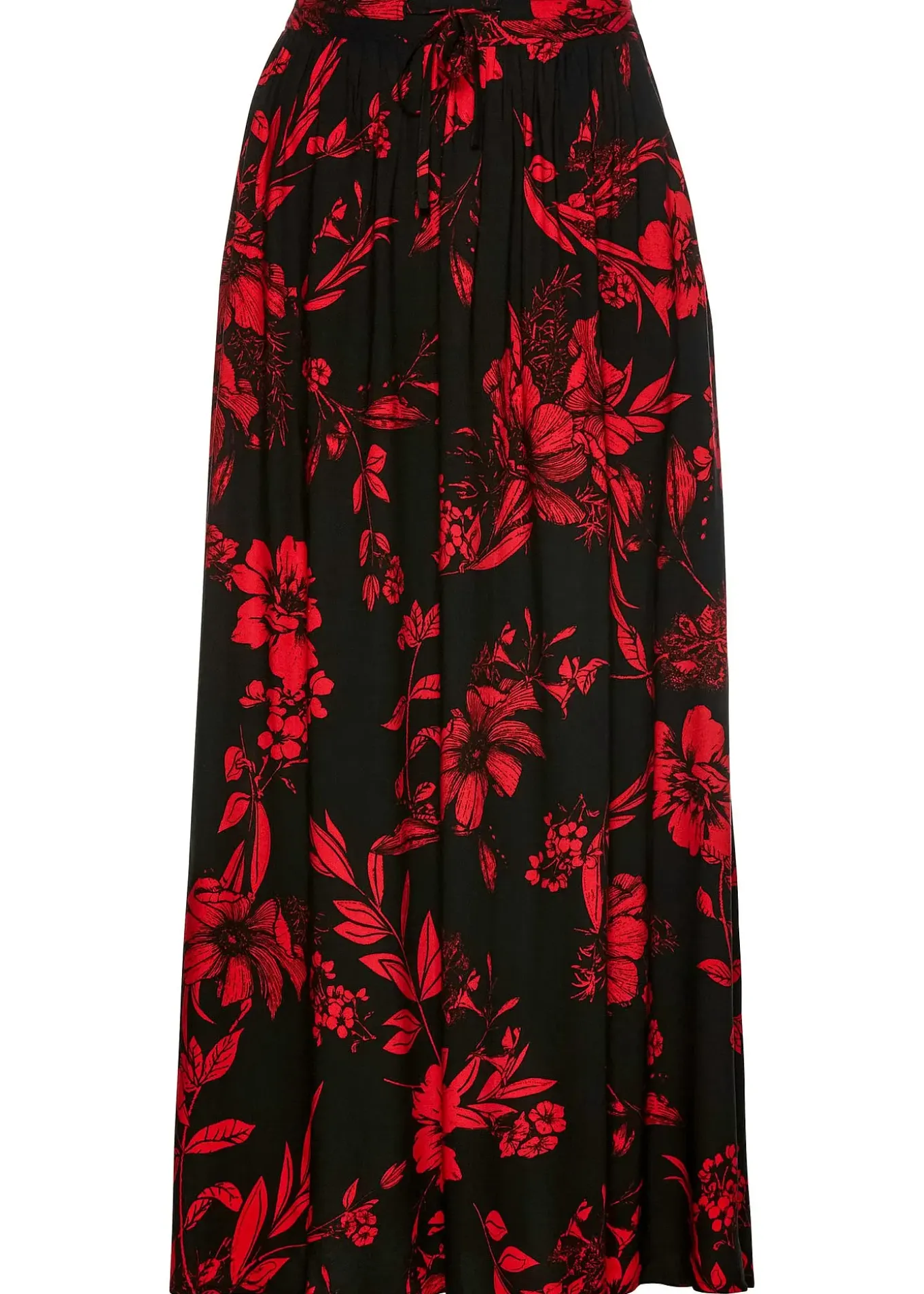 Jupe longue en viscose avec taille élastique et lien à nouer