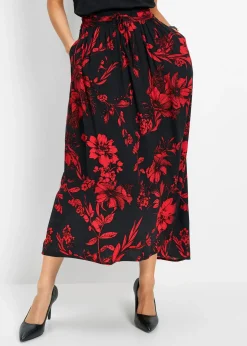 Jupe longue en viscose avec taille élastique et lien à nouer