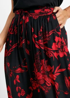 Jupe longue en viscose avec taille élastique et lien à nouer