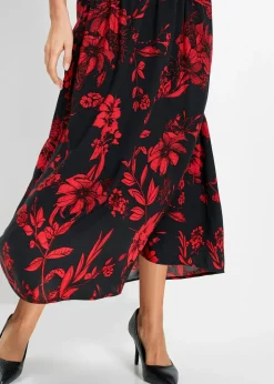 Jupe longue en viscose avec taille élastique et lien à nouer