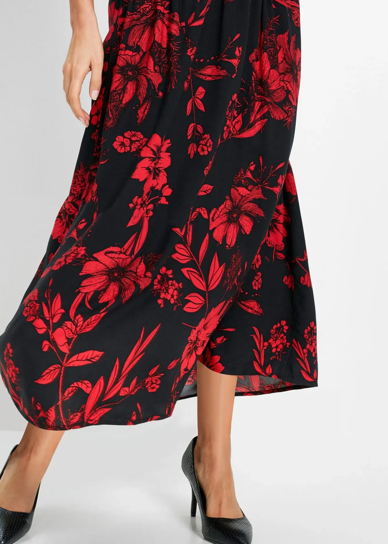 Jupe longue en viscose avec taille élastique et lien à nouer