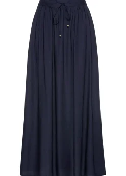 Jupe longue en viscose avec taille élastique et lien à nouer