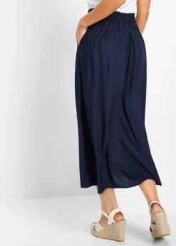 Jupe longue en viscose avec taille élastique et lien à nouer