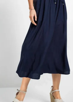 Jupe longue en viscose avec taille élastique et lien à nouer