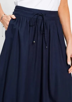 Jupe longue en viscose avec taille élastique et lien à nouer