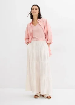 Jupe longue rayée, 100% coton