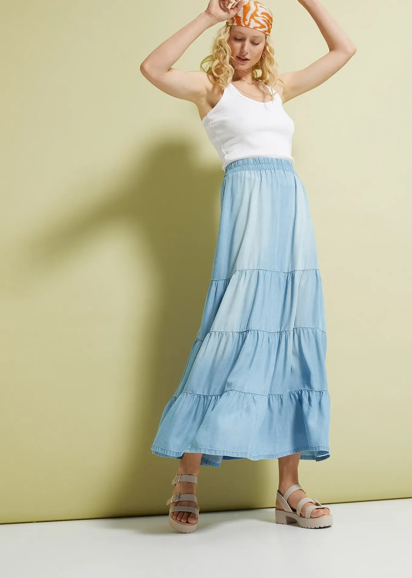 Jupe longue étagée