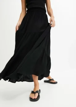 Jupe longue étagée en viscose texturée