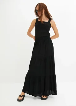 Jupe longue étagée en viscose texturée