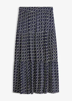 Jupe longue étagée en viscose texturée