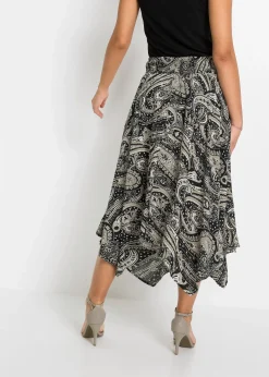 Jupe midi asymétrique 100% viscose