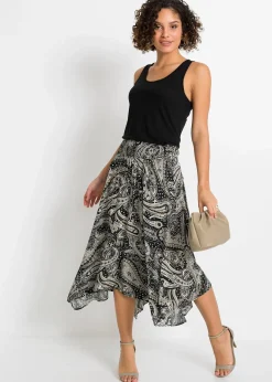 Jupe midi asymétrique 100% viscose