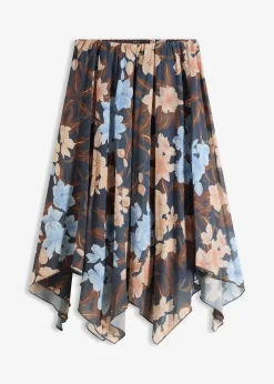 Jupe midi asymétrique en mousseline