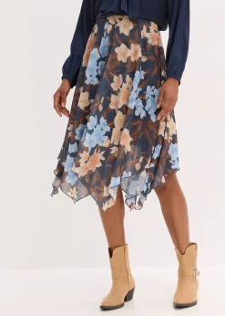 Jupe midi asymétrique en mousseline