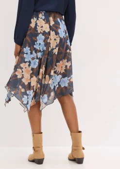 Jupe midi asymétrique en mousseline