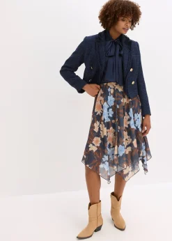 Jupe midi asymétrique en mousseline