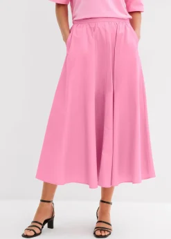 Jupe midi en coton extensible