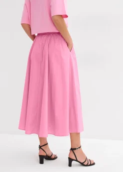 Jupe midi en coton extensible