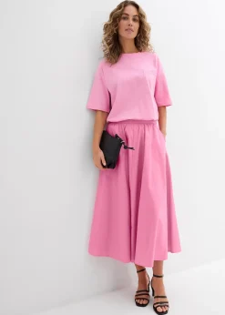 Jupe midi en coton extensible