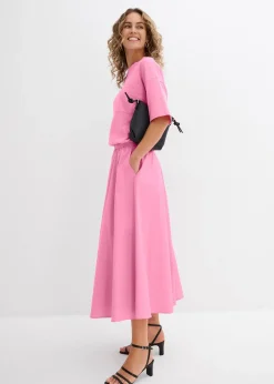 Jupe midi en coton extensible