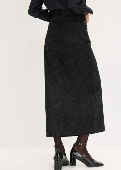 Jupe midi en coton extensible