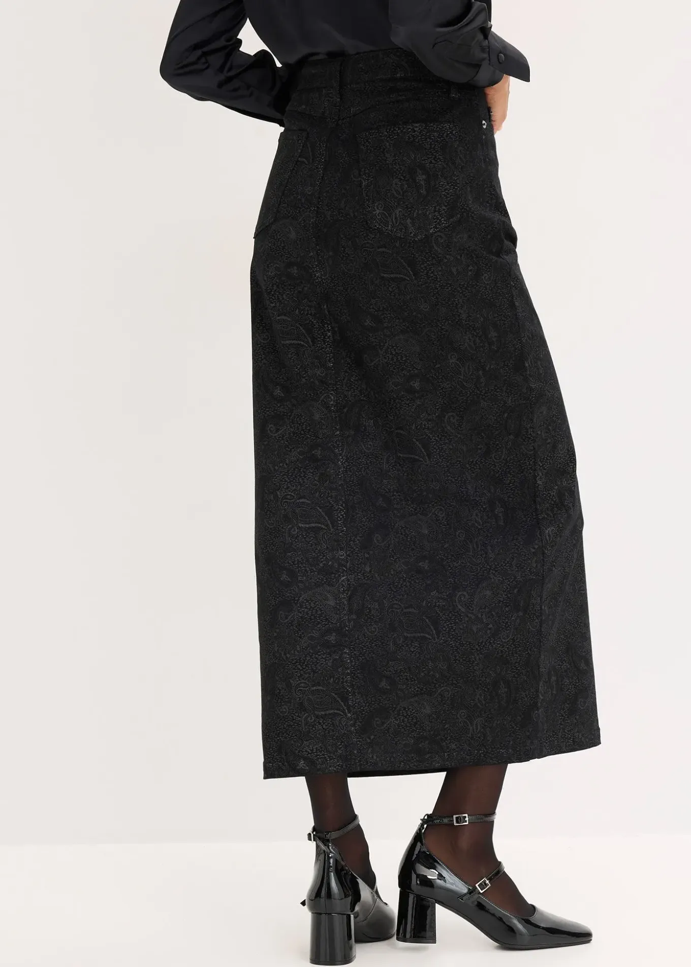 Jupe midi en coton extensible