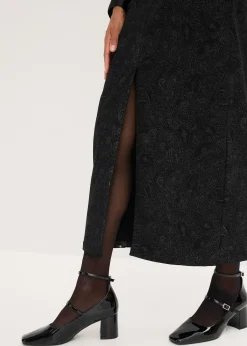 Jupe midi en coton extensible