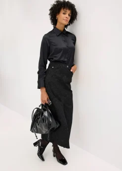 Jupe midi en coton extensible