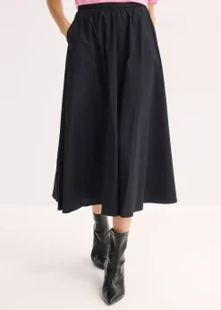 Jupe midi en coton extensible