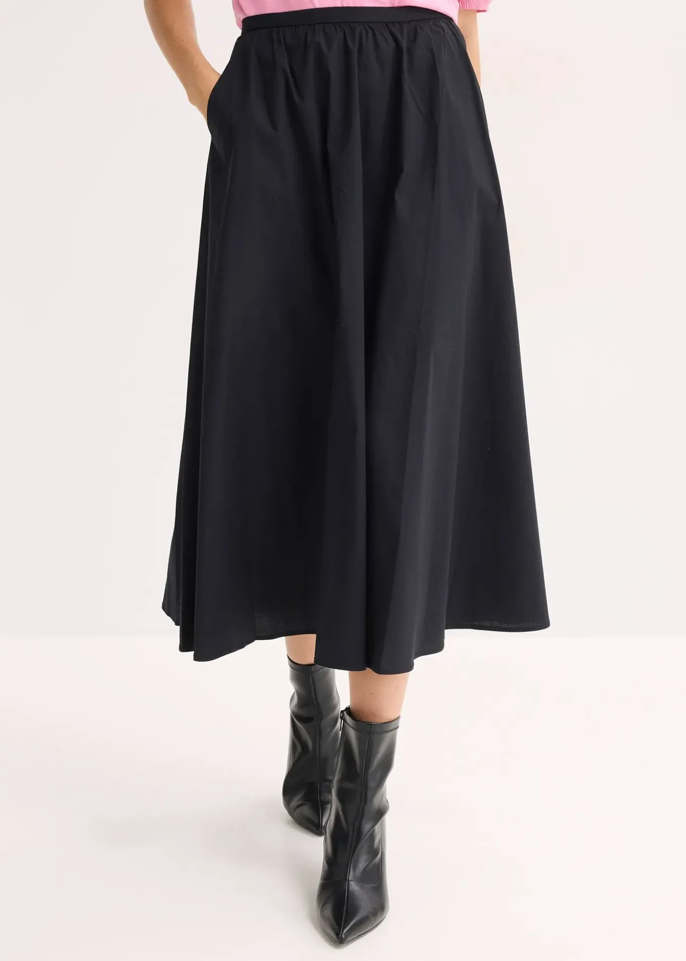 Jupe midi en coton extensible