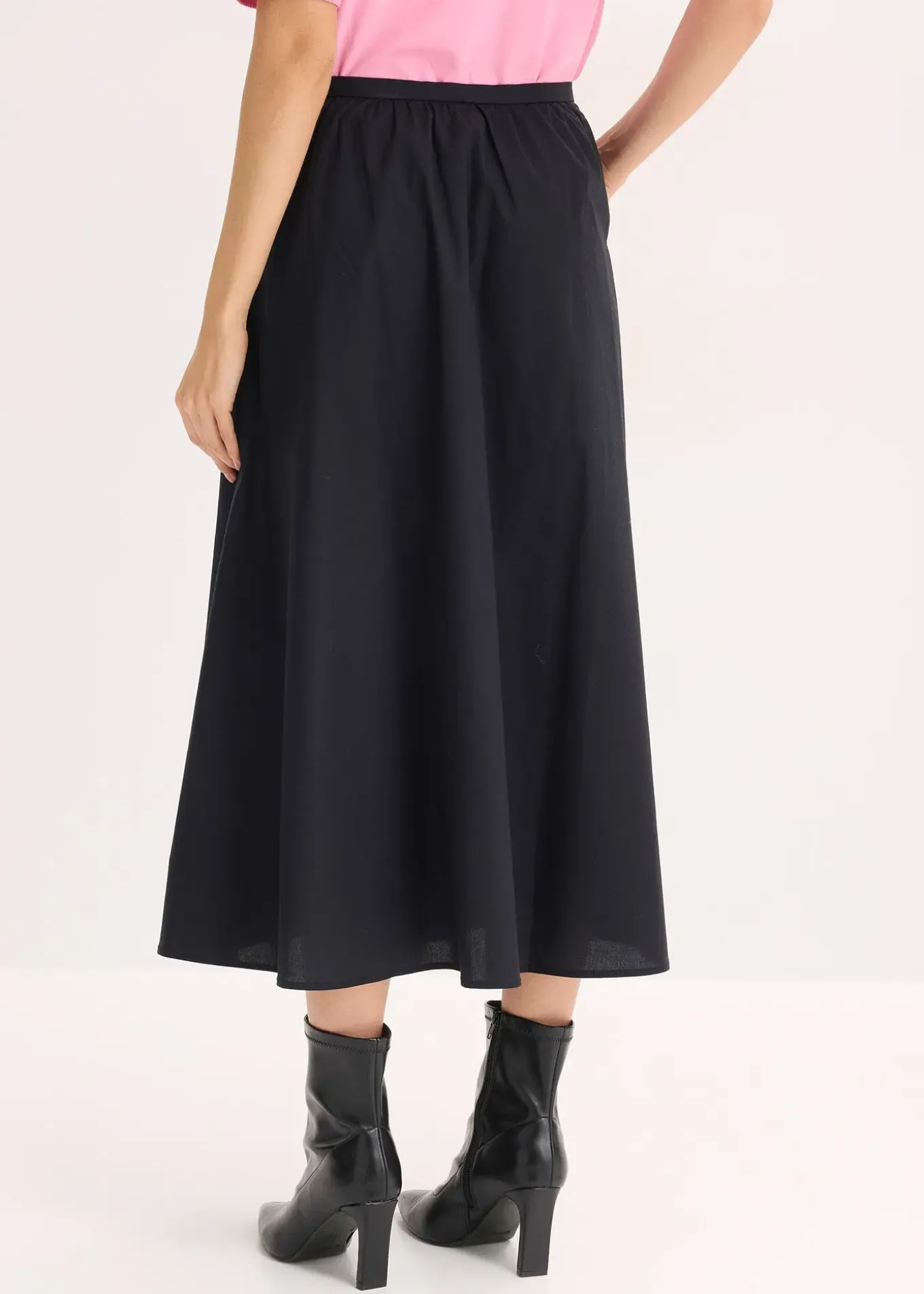 Jupe midi en coton extensible