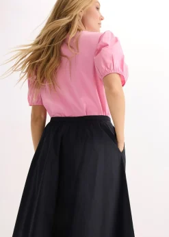 Jupe midi en coton extensible