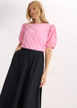 Jupe midi en coton extensible