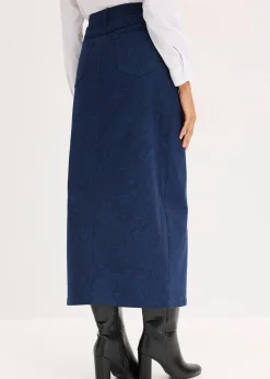 Jupe midi en coton extensible