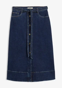 Jupe midi en jean avec boutons
