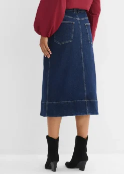 Jupe midi en jean avec boutons
