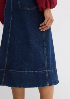 Jupe midi en jean avec boutons