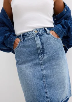 Jupe midi en jean, peu extensible