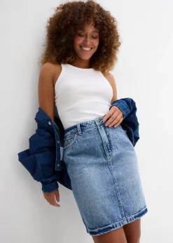 Jupe midi en jean, peu extensible