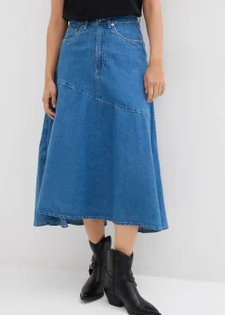 Jupe midi en jean, taille haute