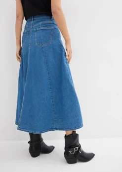 Jupe midi en jean, taille haute