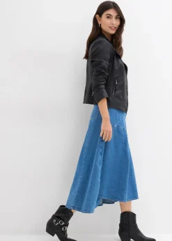 Jupe midi en jean, taille haute