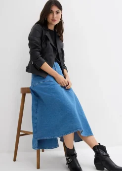 Jupe midi en jean, taille haute