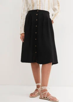 Jupe midi en lin mélangé