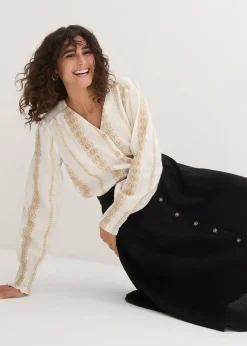 Jupe midi en lin mélangé