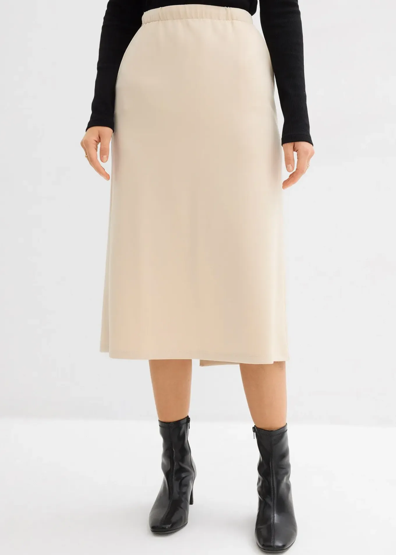 Jupe midi en matière néoprène douce